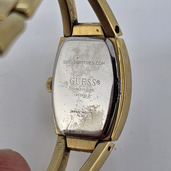 Guess Women's Watch 18MM Gray Dial Crystal Bezel Gold Bracelet 6" New Battery - Picture 6 of 13